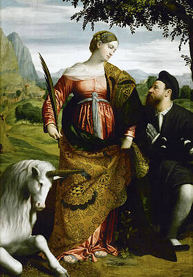 Saint Justina with the Unicorn Print by Moretto da Brescia