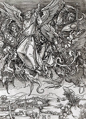 Wall Art - Drawing - Saint Michael and the Dragon by Albrecht Durer or Duerer