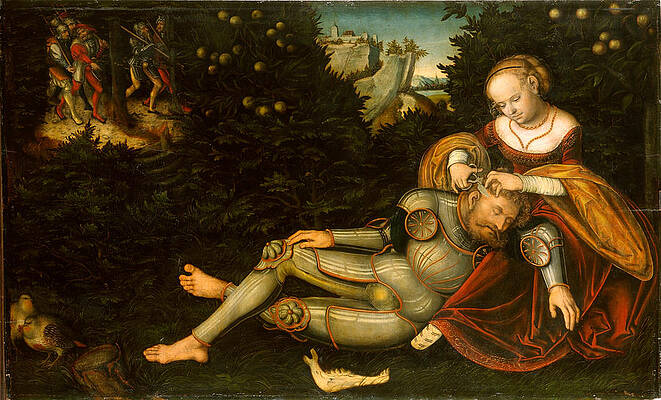 Samson and Delilah Print by Lucas Cranach the Younger