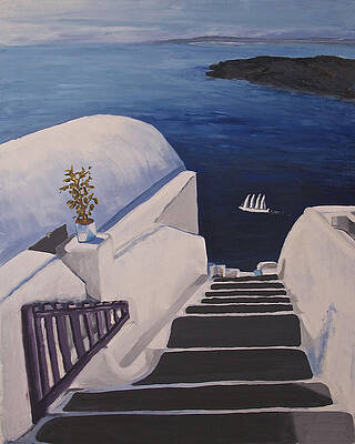 Wall Art - Painting - Santorini Sailing by Josef Kelly