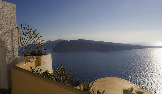 Santorini View 24x14 by Leslie Leda Santorini View 24x14 by Leslie Leda