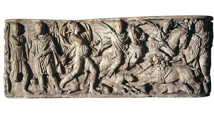 Wall Art - Photograph - Sarcophagus With Hunting Scene, 3rd C by Everett