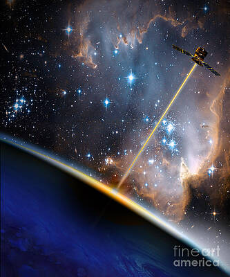 Wall Art - Photograph - Satellite Shooting Beam At Earth by Mike Agliolo