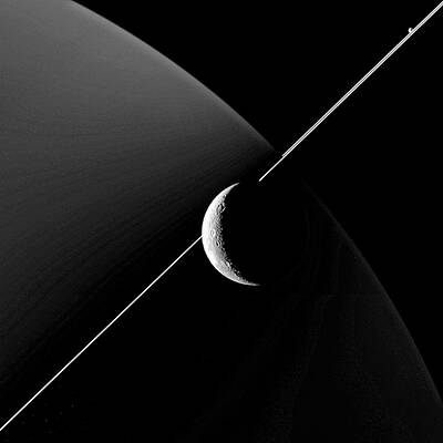 Wall Art - Photograph - Saturn And Dione by Science Photo Library