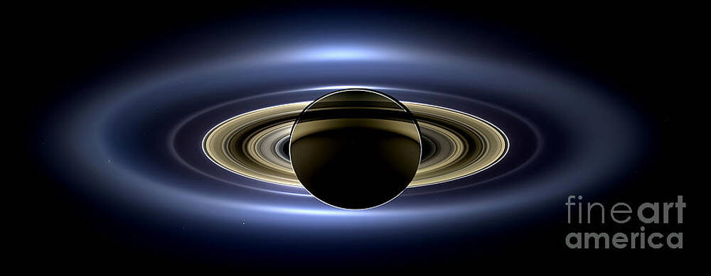 Wall Art - Photograph - Saturn Cassini View High Contrast by Science Source