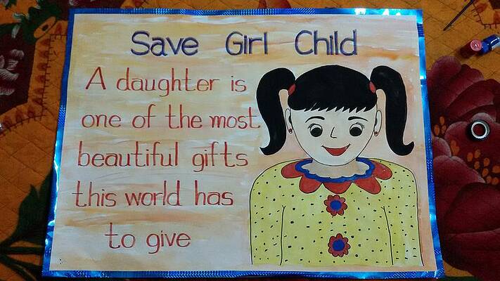 drawing of save girl child. plz my dear friends help me - Brainly.in