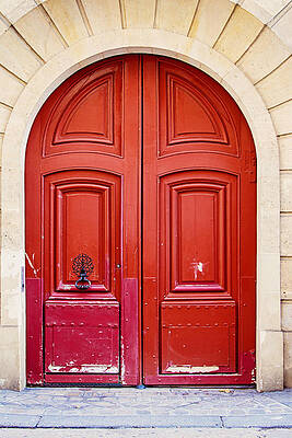 Wall Art - Photograph - Scarlet Red Doors - Paris by Melanie Alexandra Price