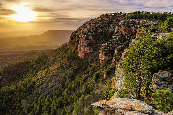 Wall Art - Photograph - Scenery With Cliffs At Sunset, Mogollon by Kyle Ledeboer