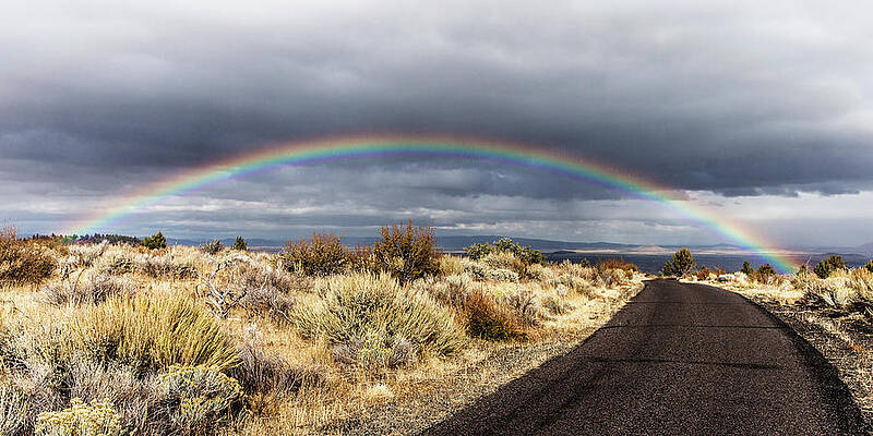 Wall Art - Photograph - Scenic View With Rainbow by Ron Koeberer