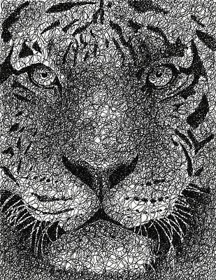 Wall Art - Drawing - Scribble Tiger by Nathan Shegrud