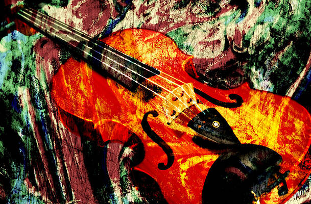 Wall Art - Mixed Media - Scribbled Fiddle by Ally  White