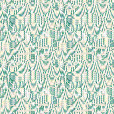 Wall Art - Digital Art - Seamless Wave Pattern In Blue And White by Incomible