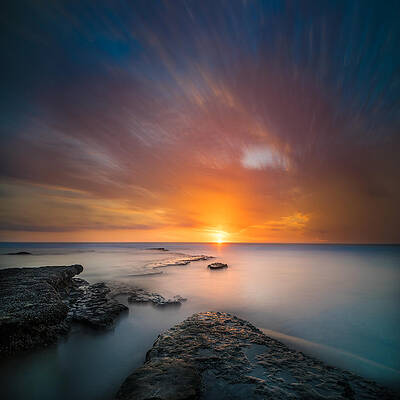 Wall Art - Photograph - Seaside Sunset 2- Square by Larry Marshall