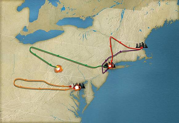 Wall Art - Photograph - September 11 Attacks Flight Paths by Science Photo Library