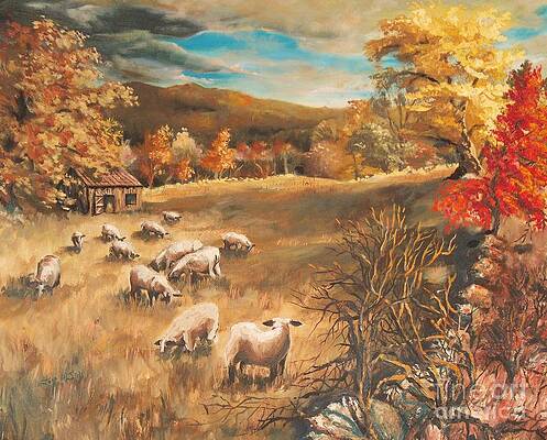Sheep in October's field by Joy Nichols Sheep in October's field by Joy Nichols