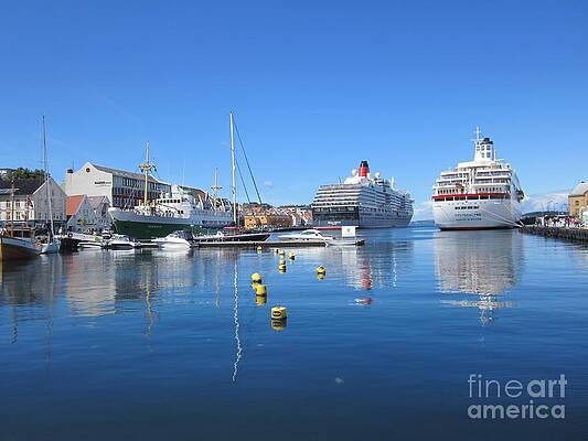 Ships at Dock in Norway by Stephen McLain