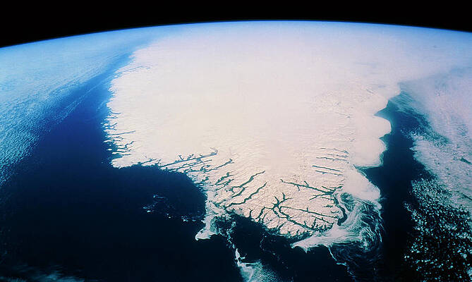 Wall Art - Photograph - Shuttle View Of South Tip Of Greenland by Science Photo Library