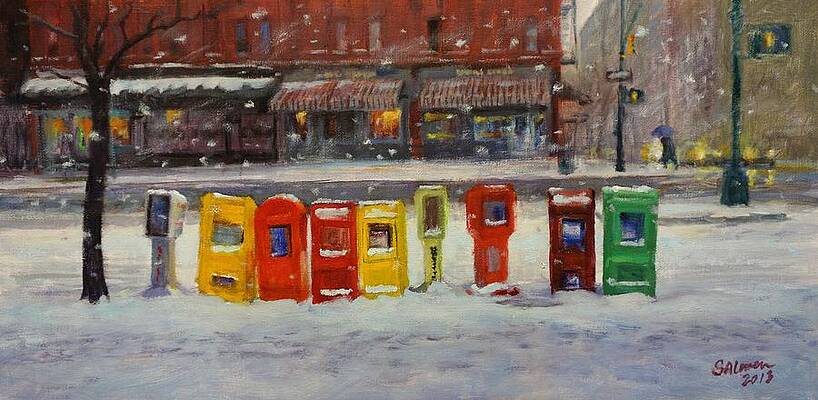 Sidewalk Sentinels in Early Snow by Peter Salwen Sidewalk Sentinels in Early Snow by Peter Salwen