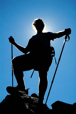 Wall Art - Photograph - Silhouette Of Hiker On The Summit by Josh Miller
