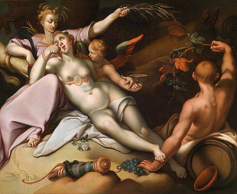 Sine Cerere et Baccho friget Venus Print by Abraham Bloemaert