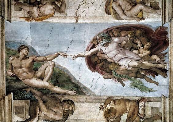 Wall Art - Photograph - Sistine Chapel. The Creation Of Adam by Everett