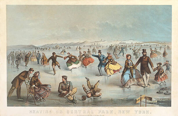 Skating in Central Park. New York Print by Winslow Homer