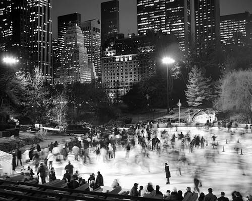 New York City - Skating Rink - Monochrome by Dave Beckerman New York City - Skating Rink - Monochrome by Dave Beckerman