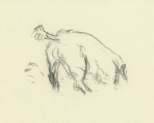 Wall Art - Digital Art - Sketch Of A Dog Digging A Hole by Carl Oscar August Erickson