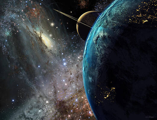 Galaxies Collide Over Terraformed Titan by Don Dixon Galaxies Collide Over Terraformed Titan by Don Dixon