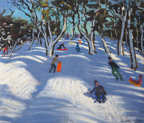 Wall Art - Painting - Sledging at Ladmanlow by Andrew Macara