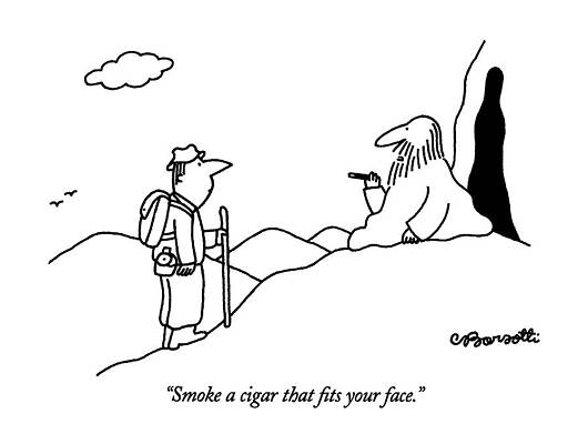 Smoke A Cigar That Fits Your Face Print by Charles Barsotti