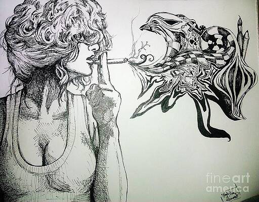Drawing smoking girl by emphis | OurArtCorner