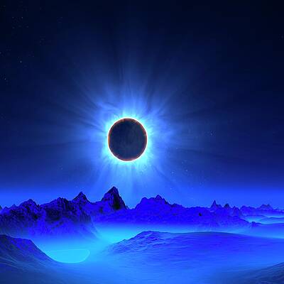 Wall Art - Photograph - Solar Eclipse In Alien Planetary System by Science Photo Library