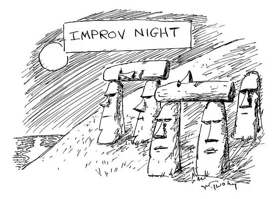 Wall Art - Drawing - Some Moai Statues On Easter Island Support Others by Mike Twohy