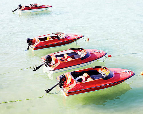 Speed Boats Print by Mark Leary