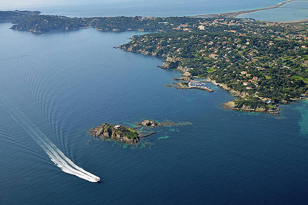 Speeding Boat By Presquile De Giens Print by Sami Sarkis