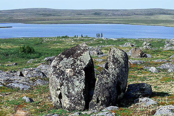 Wall Art - Photograph - Split Boulder On Tundra by William H. Mullins