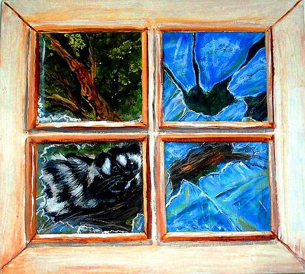 Wall Art - Painting - Spotted skunk through the window by Dori Anderson
