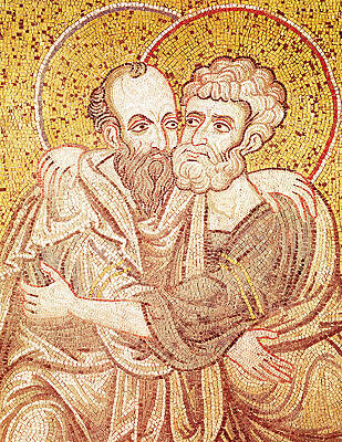 Wall Art - Tapestry - Textile - Saints Peter And Paul Embracing by Byzantine School
