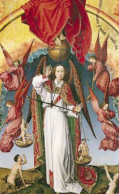 Wall Art - Photograph - St. Michael Weighing The Souls, From The Last Judgement, C.1445-50 Oil On Panel Detail Of 170072 by Rogier van der Weyden