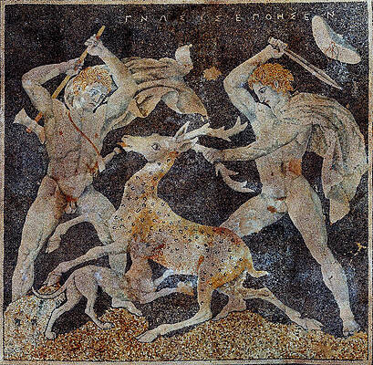 Wall Art - Photograph - Stag Hunt Mosaic, 4th Century Bc by Science Source