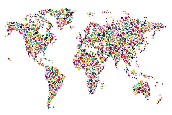 Wall Art - Digital Art - Stars Map of the World Map by Michael Tompsett
