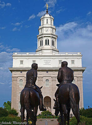 Statues of Joseph and Hyrum in front of the Nauvoo Temple in Ill by Spencer Jensen