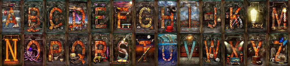 Wall Art - Photograph - Steampunk -  Alphabet - Banner Version Complete by Mike Savad