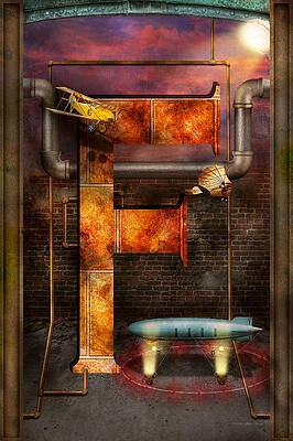 Wall Art - Photograph - Steampunk - Alphabet - F is for Flying Machine by Mike Savad
