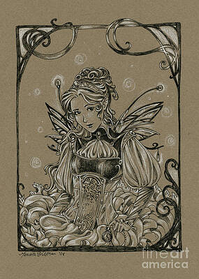 Wall Art - Drawing - Steampunk Fairy by Meredith Dillman