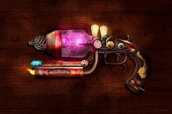 Wall Art - Digital Art - Steampunk - Gun -The neuralizer by Mike Savad