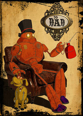 Steampunk Robot Fathers Card by Curtis Allen