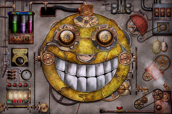 Wall Art - Digital Art - Steampunk - The joy of technology by Mike Savad