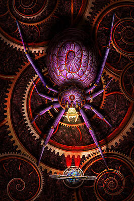 Wall Art - Digital Art - Steampunk - The webs we weave by Mike Savad